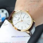 Piaget White Dial All Gold Case 40mm Men Watch Brown Leather Strap  8215 Automatic Movement 